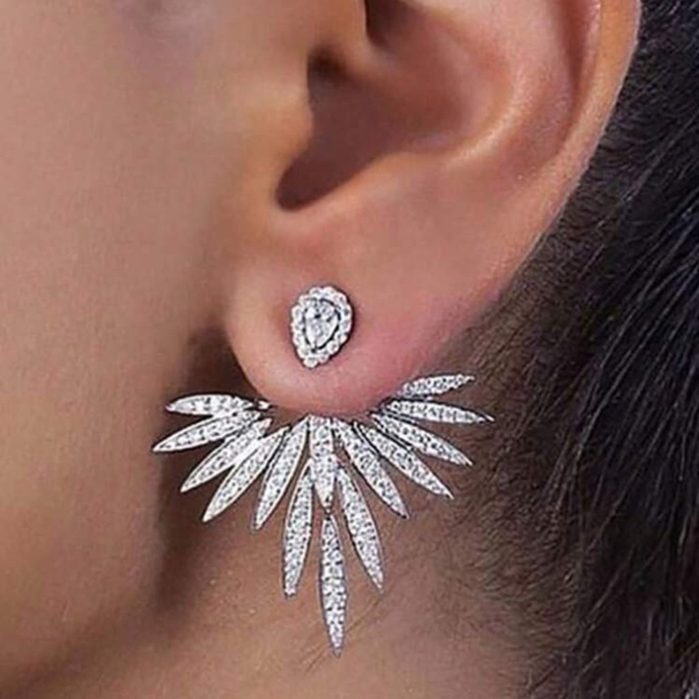 🦋NWT Dazzling Silver Fan Earrings